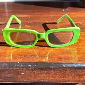 Lime Green plastic frame sunglasses stylish slight tint on lenses